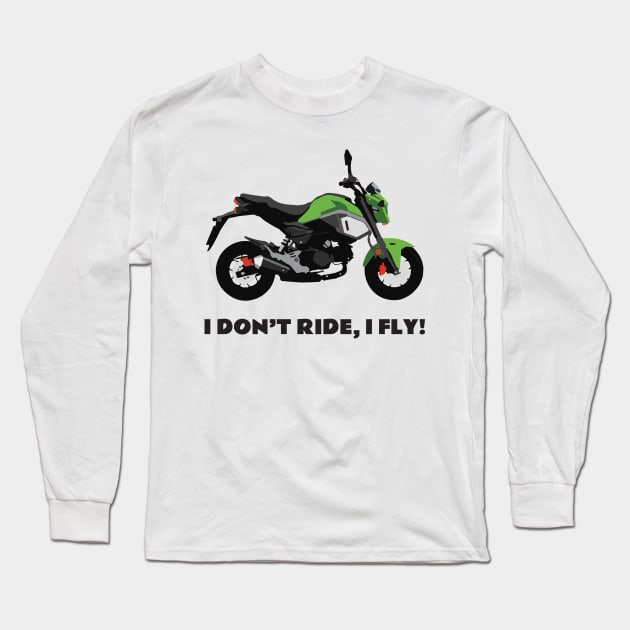 I don't ride, I fly! Honda Grom Orange 2020 Long Sleeve T-Shirt by WiredDesigns